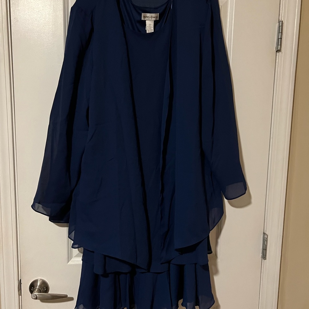 Draper’s and Damon’s Navy Dress and Cover- Up (2 piece) Sixe 3X